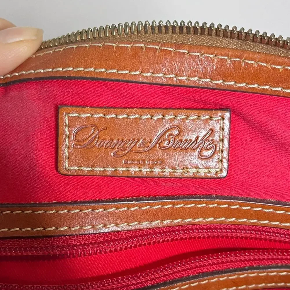 DOONEY & BOURKE Pebbled Grain Leather Zip Satchel Gray Brown Handbag Purse